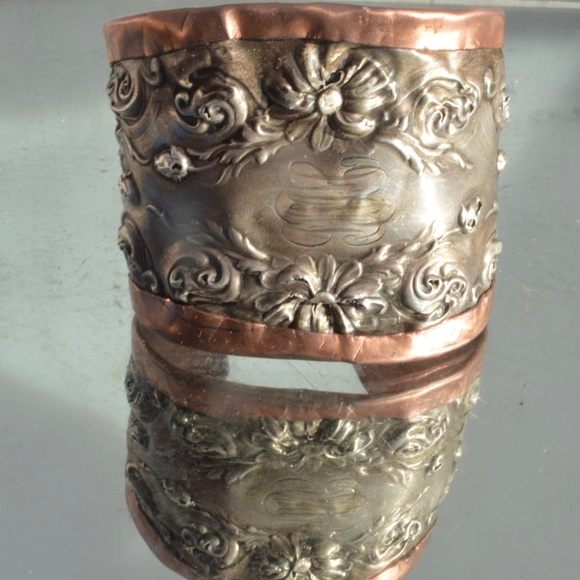 Antique Obsessions Jewelry - Art Nouveau Rustic Floral Sterling Cuff Bracelet